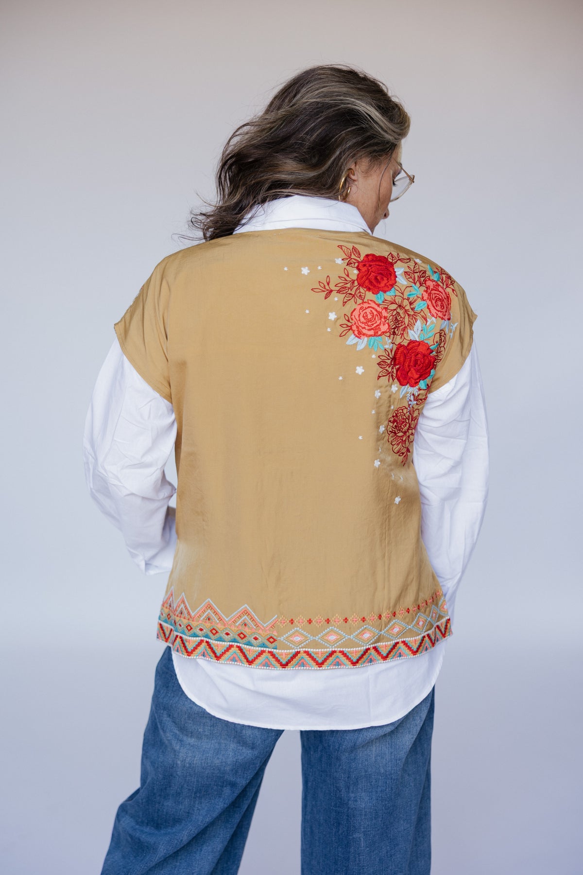8231 MUSTARD EMBROIDERY TOP