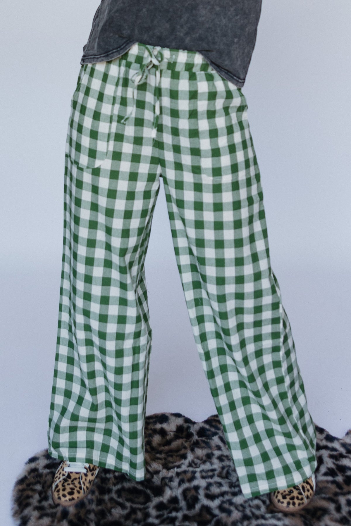 DARK OLIVE GINGHAM PANT