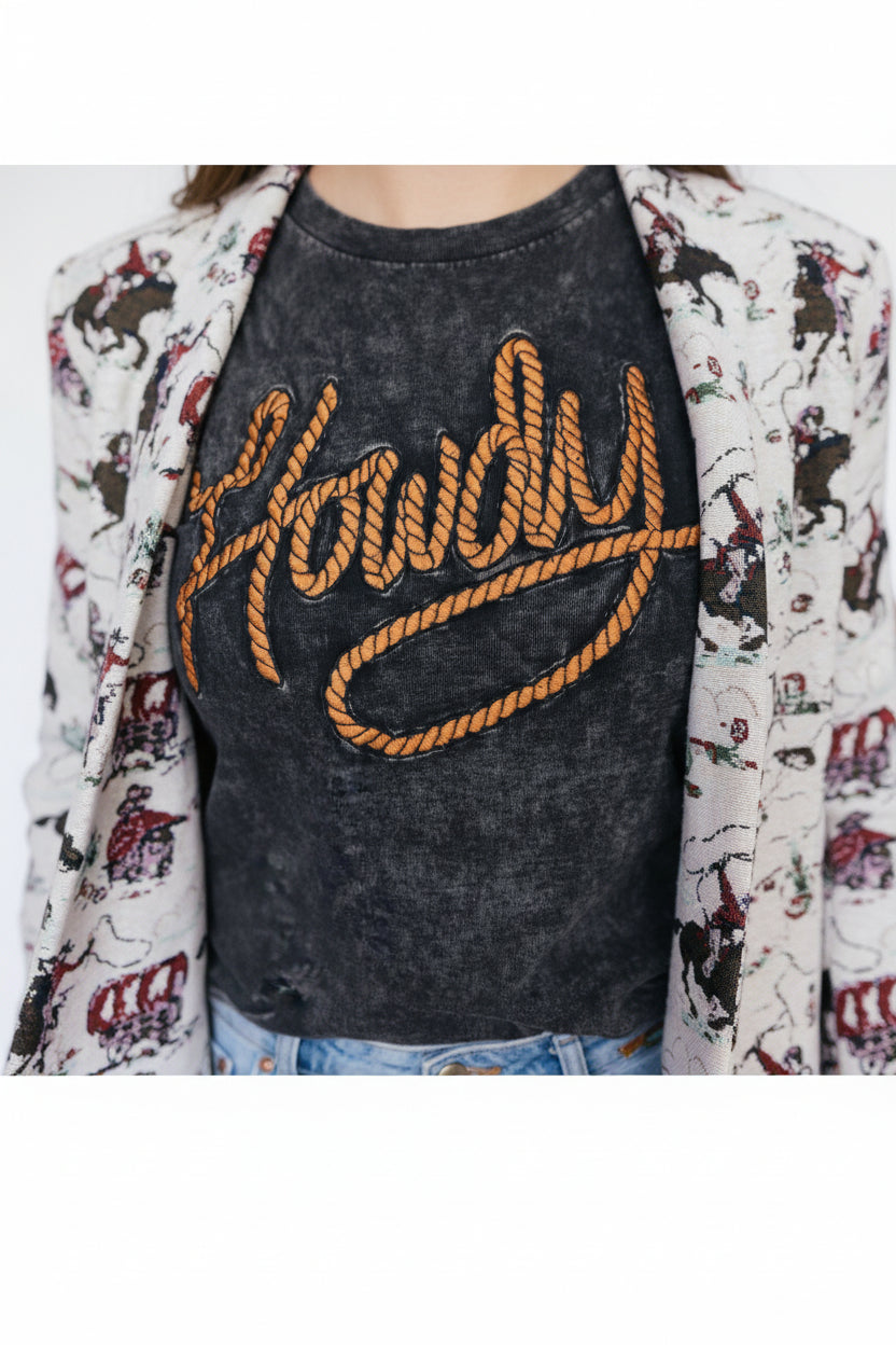 Howdy Vintage Black Tank