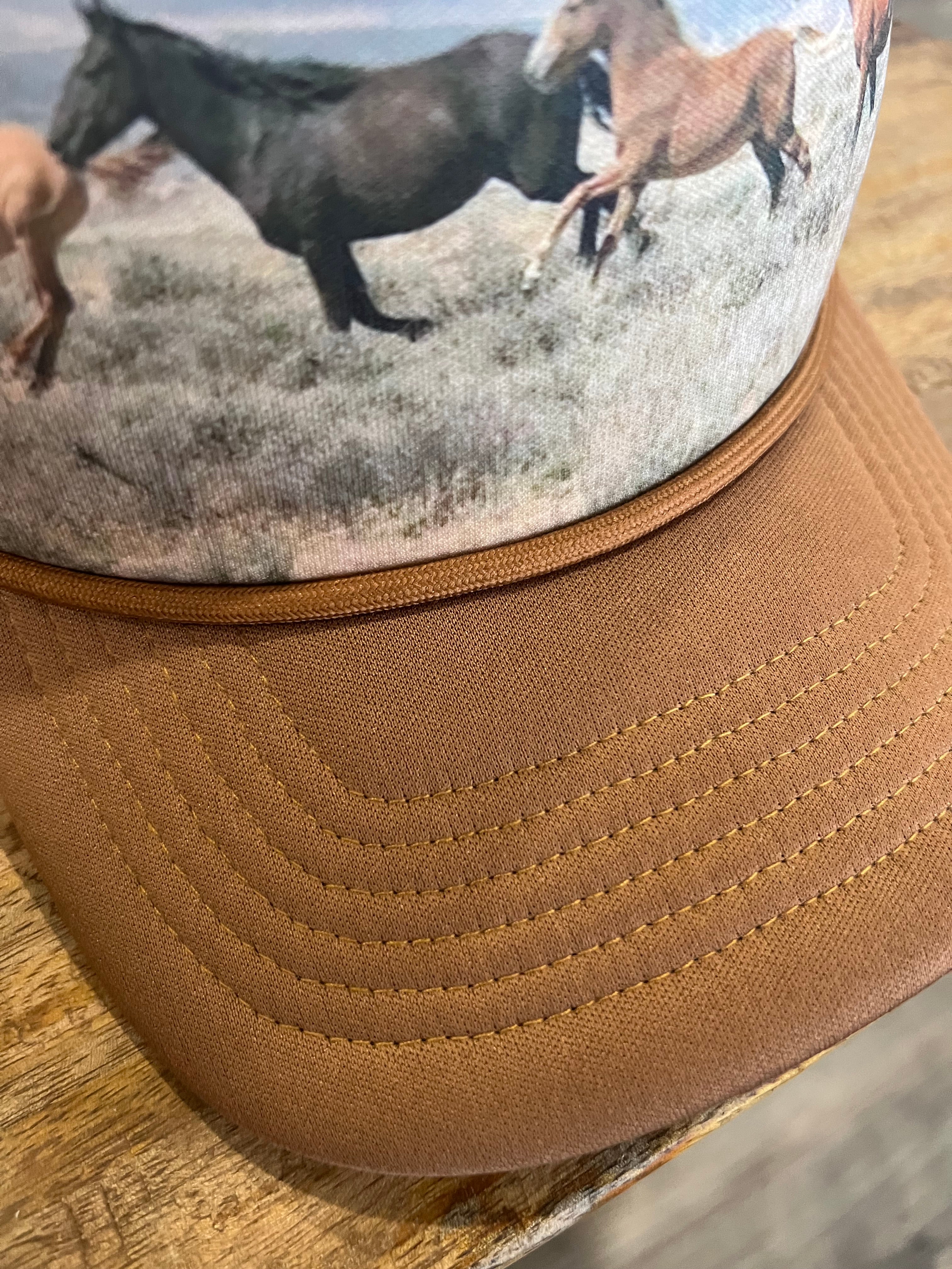 Wild Horses Trucker Hat – Brown