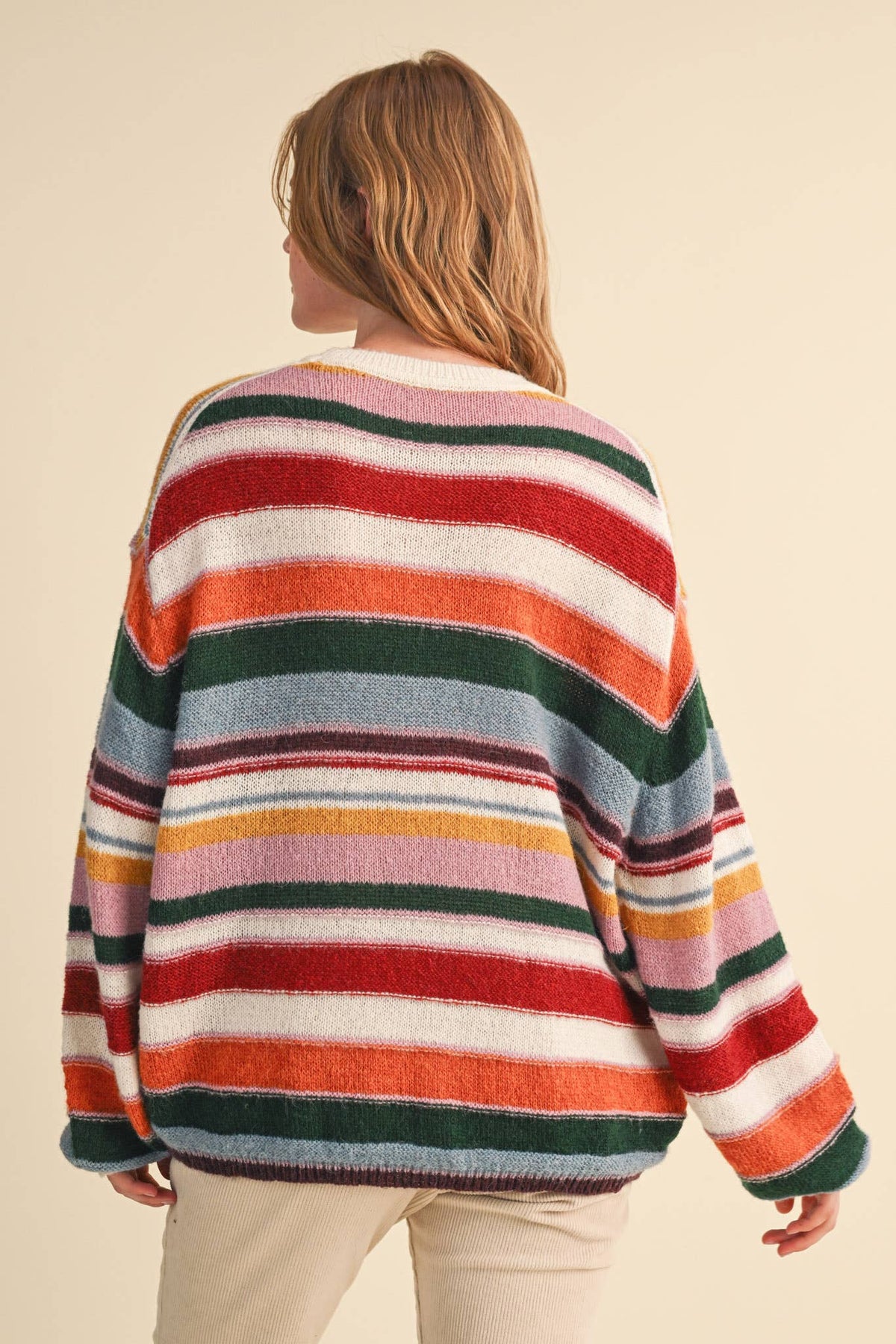 MULTI-COLOR STRIPED OVERSIZED SWEATER