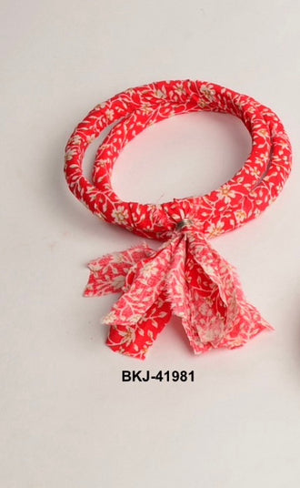 RED FABRIC DOUBLE BANGLE BRACLET