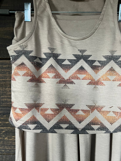 122315 AZTEC PRINT CROP AND LOUNGE SET