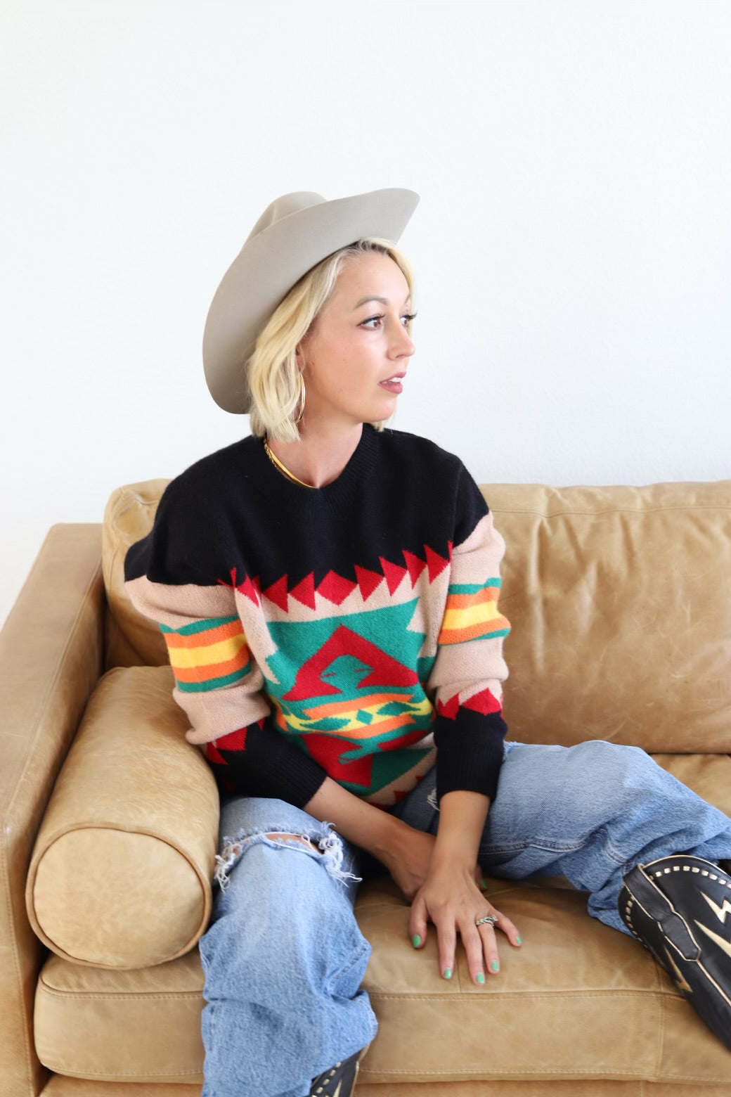 BLACK AZTEC SWEATER