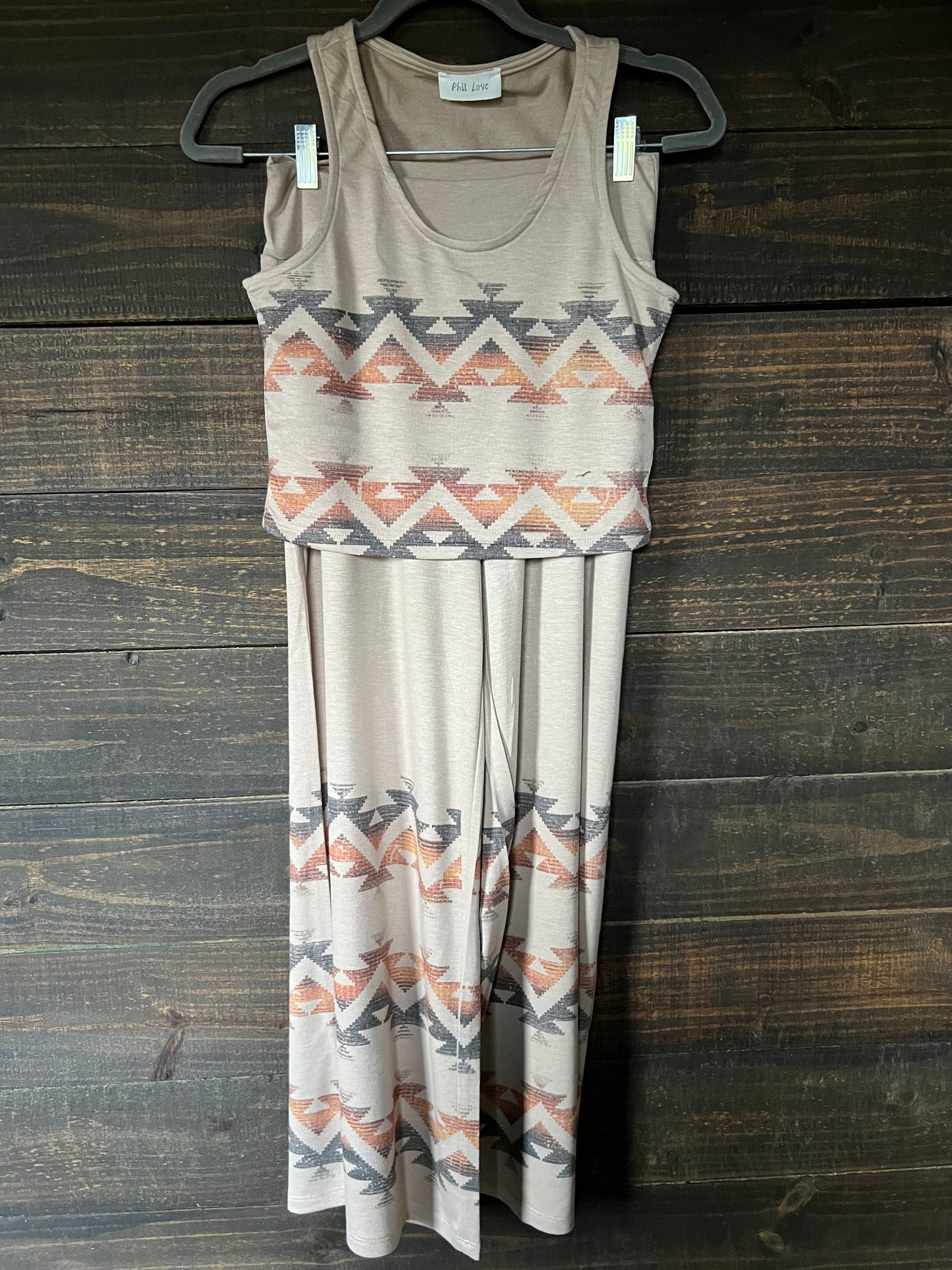 122315 AZTEC PRINT CROP AND LOUNGE SET