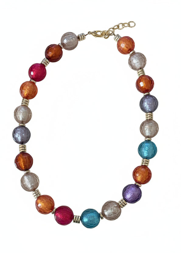 12548 Round Multicolor Foil Bead Necklace