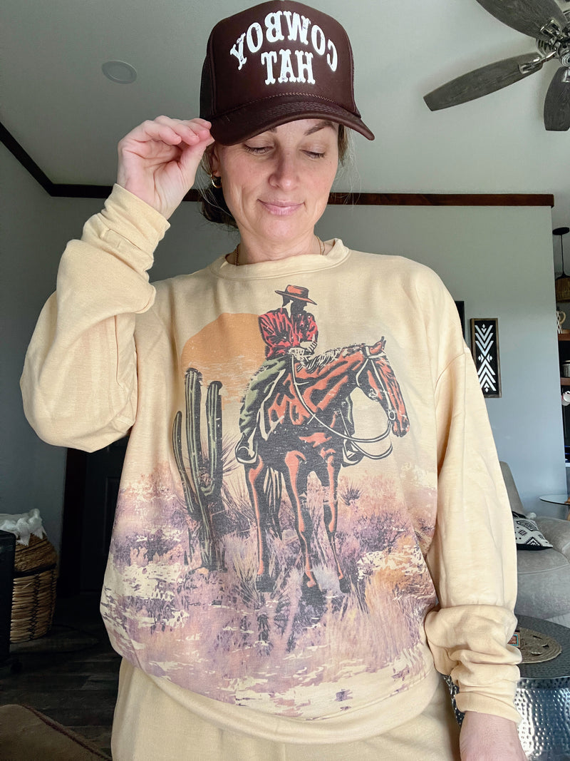 122314  DESERT RODEO PRINTED SWEATSUIT SET