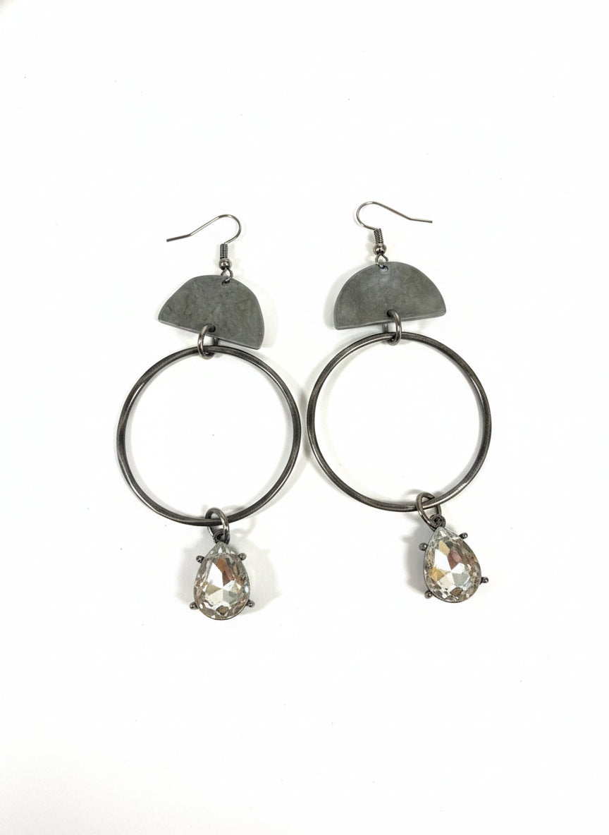 MIXED METAL DANGLE CRYSTAL DROP ER