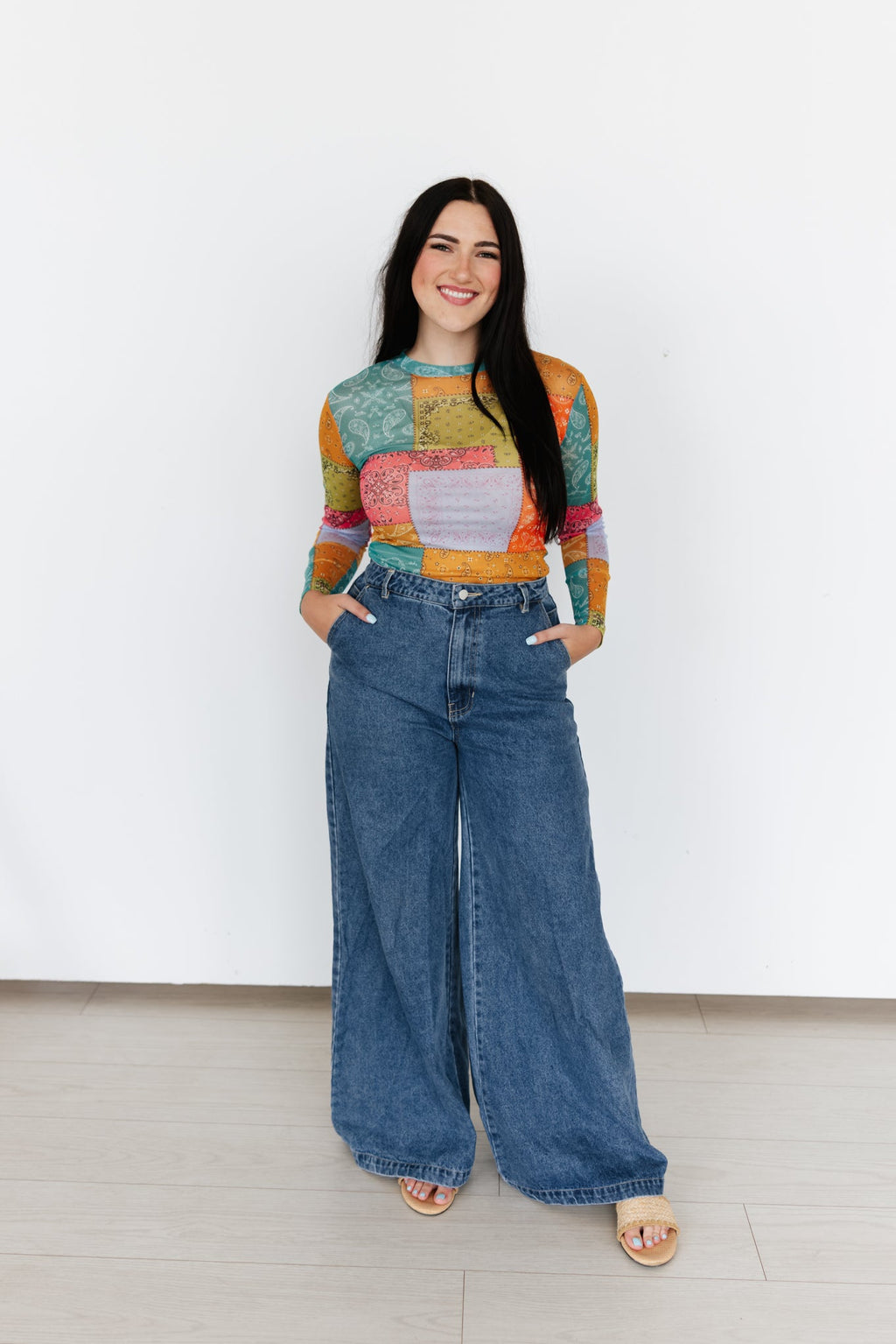 Multi Paisley Bandana Mesh Top