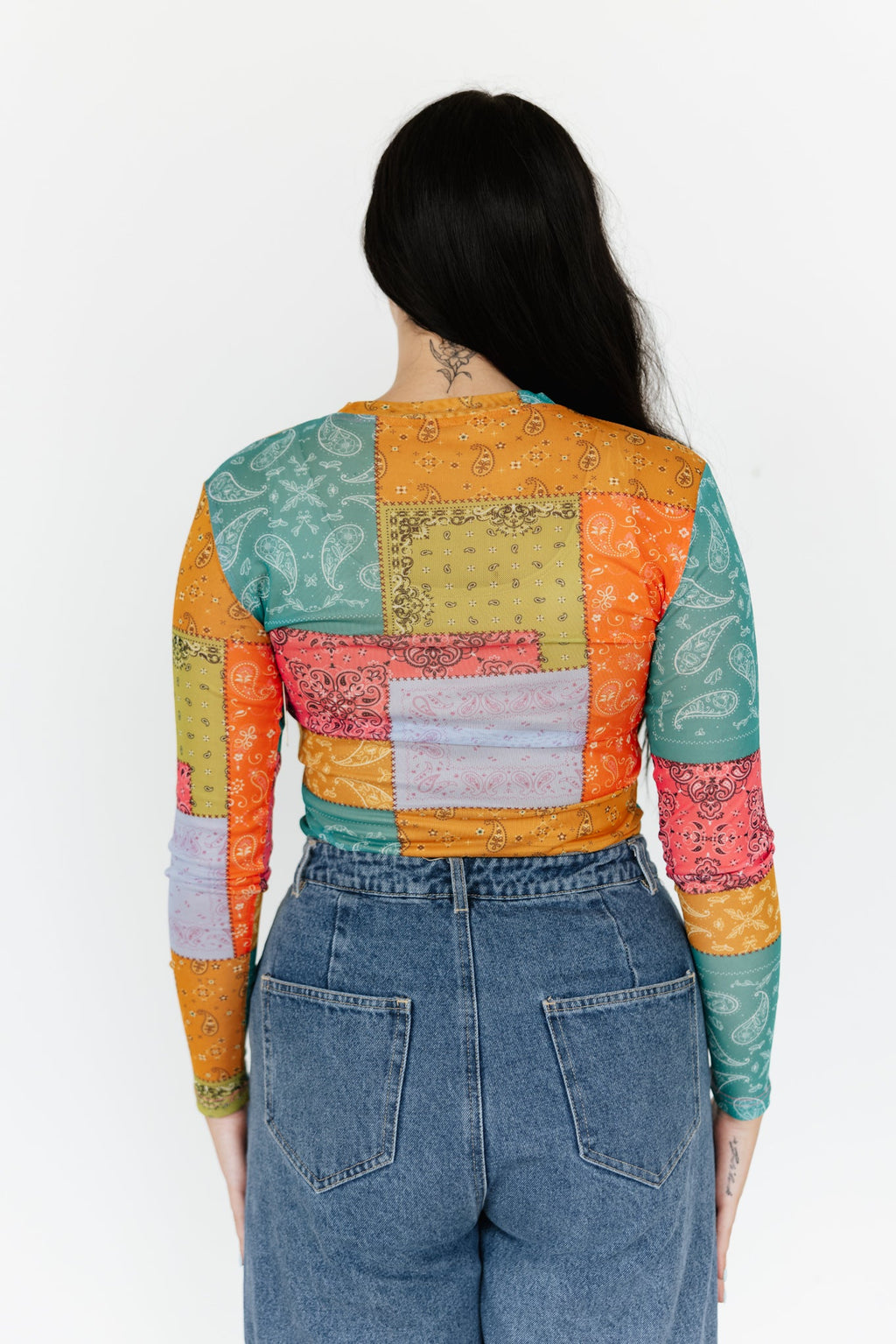 Multi Paisley Bandana Mesh Top