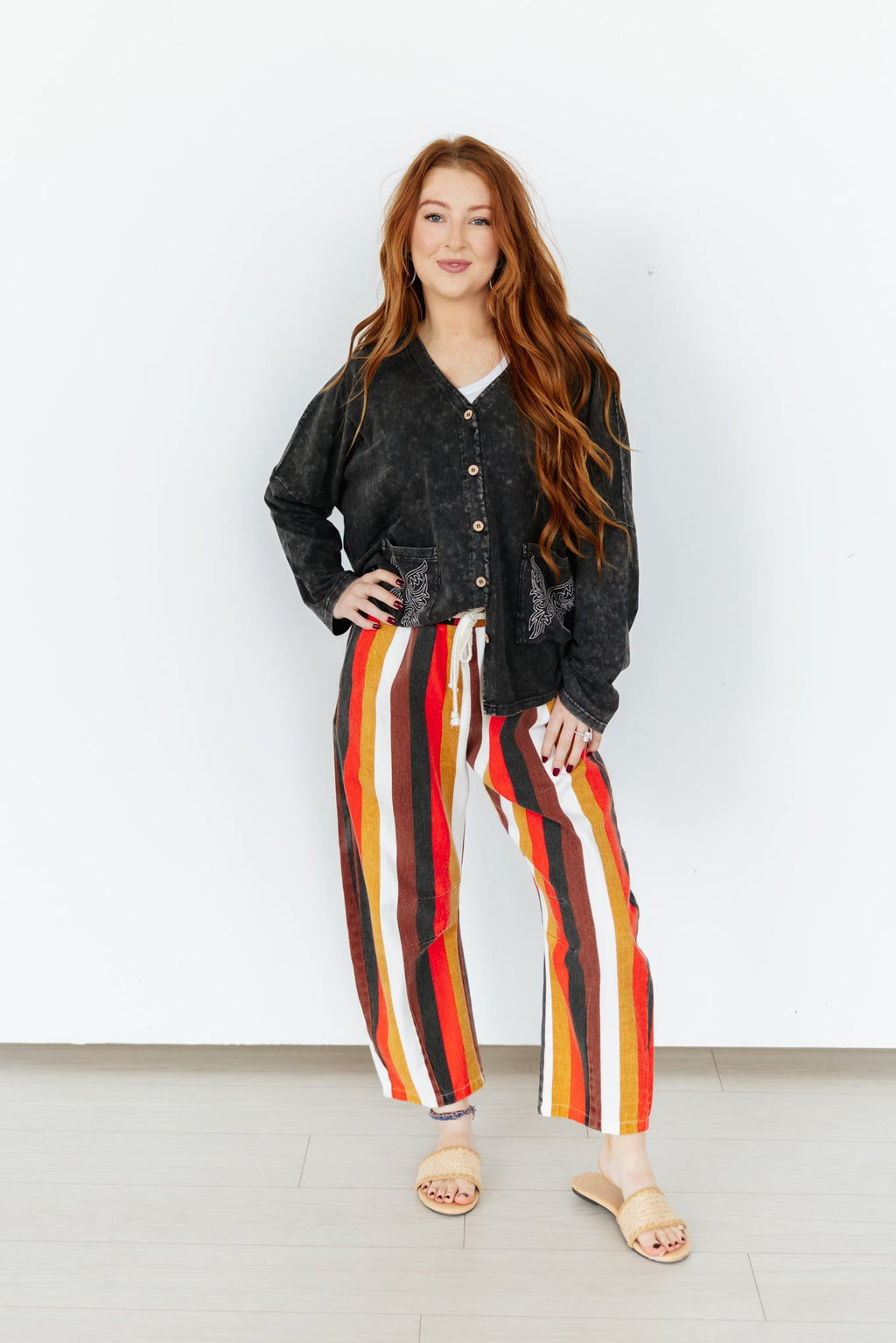 Multi Stripe Barrel Pant
