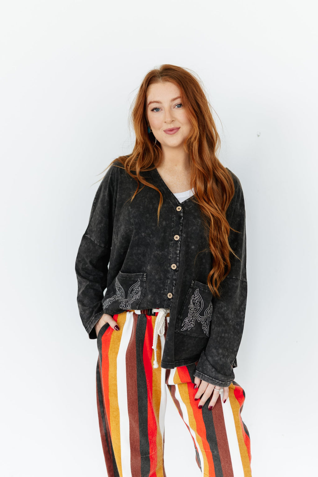 Vintage Black Wash Cardi