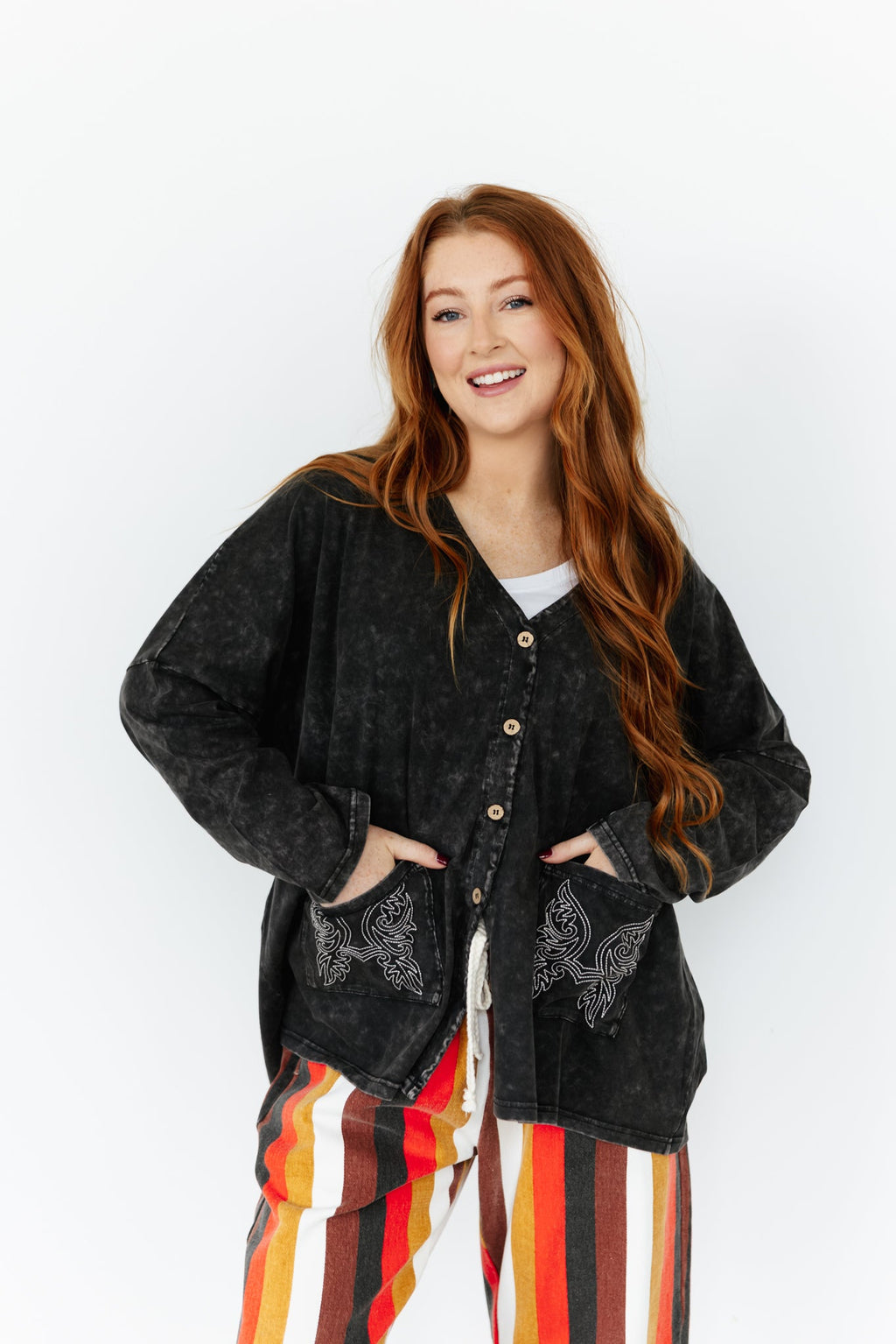 Vintage Black Wash Cardi