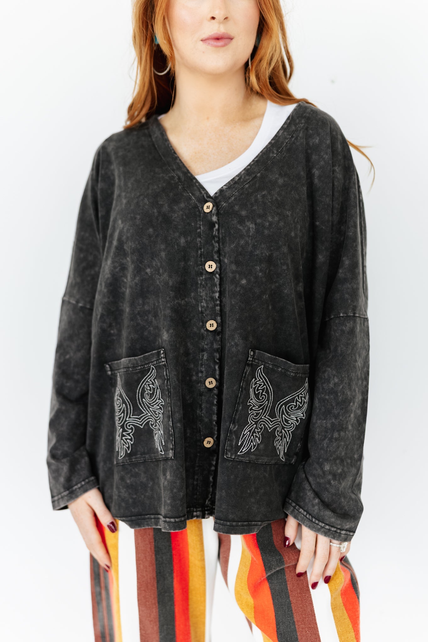 Vintage Black Wash Cardi