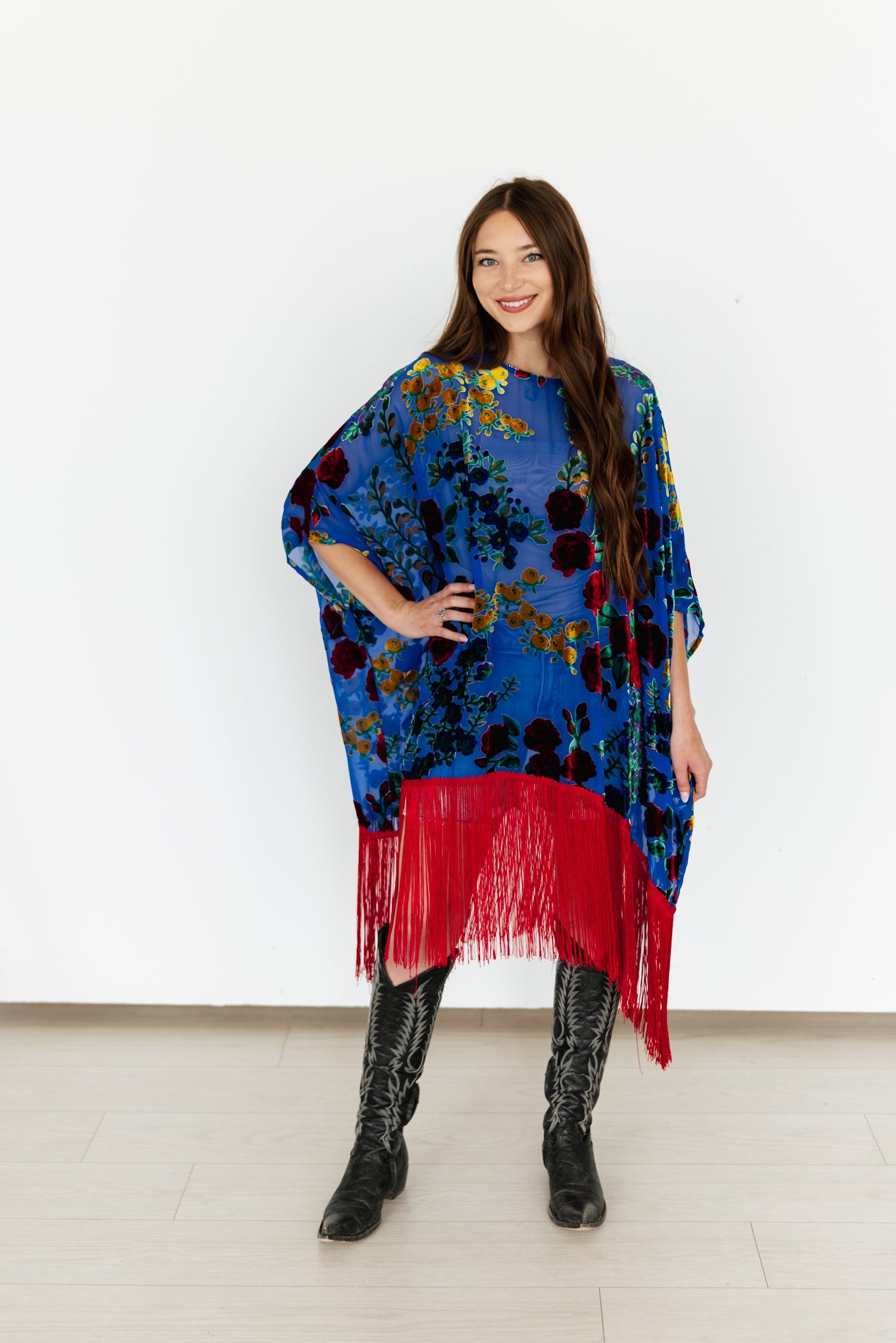 Midnight Garden Velvet Burnout Poncho