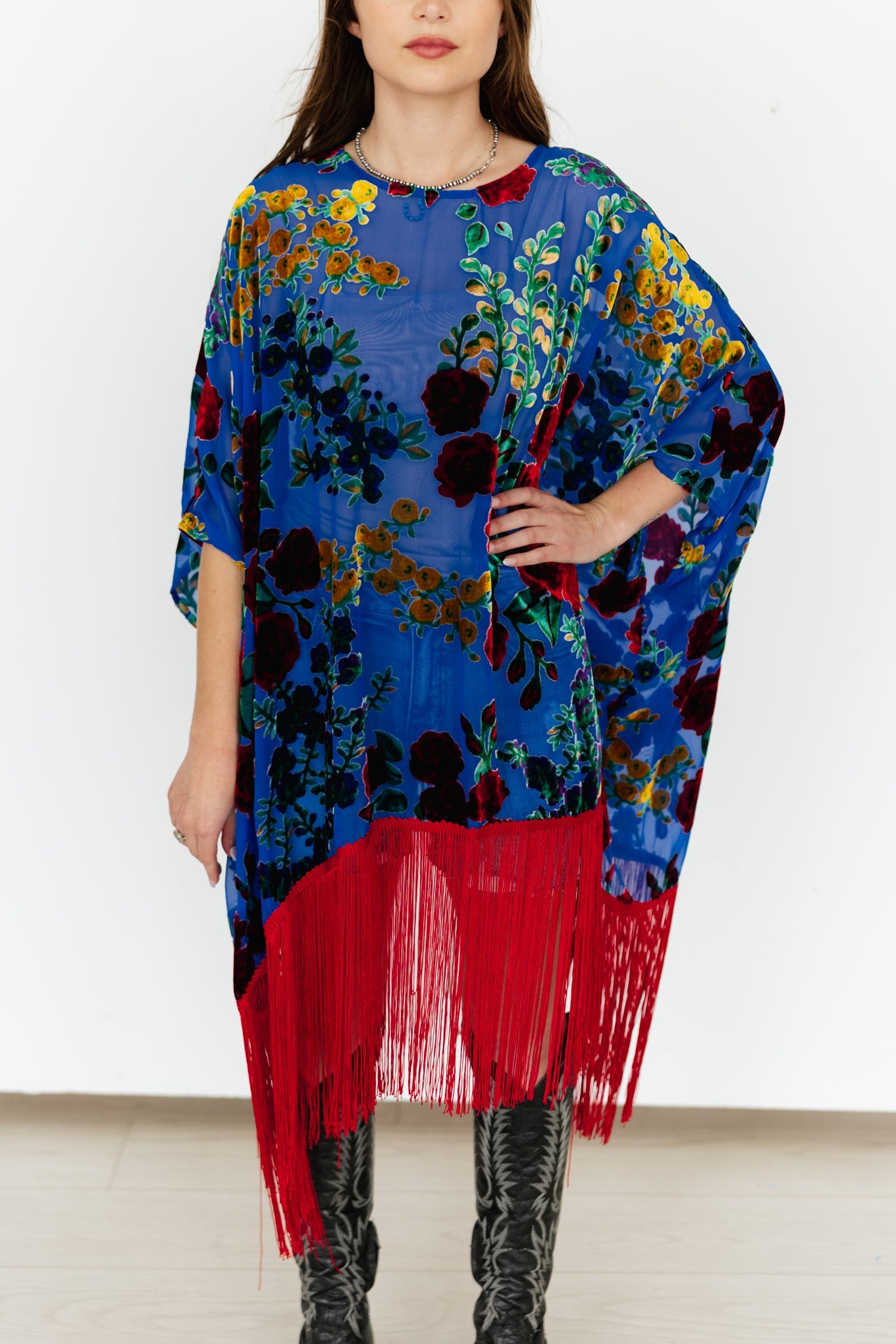Midnight Garden Velvet Burnout Poncho