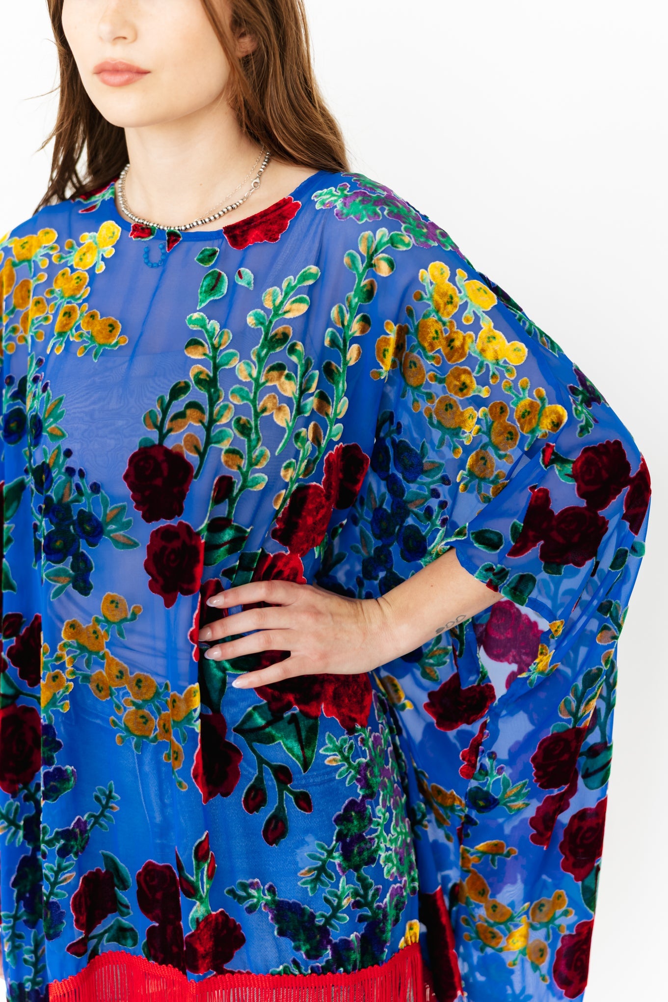 Midnight Garden Velvet Burnout Poncho
