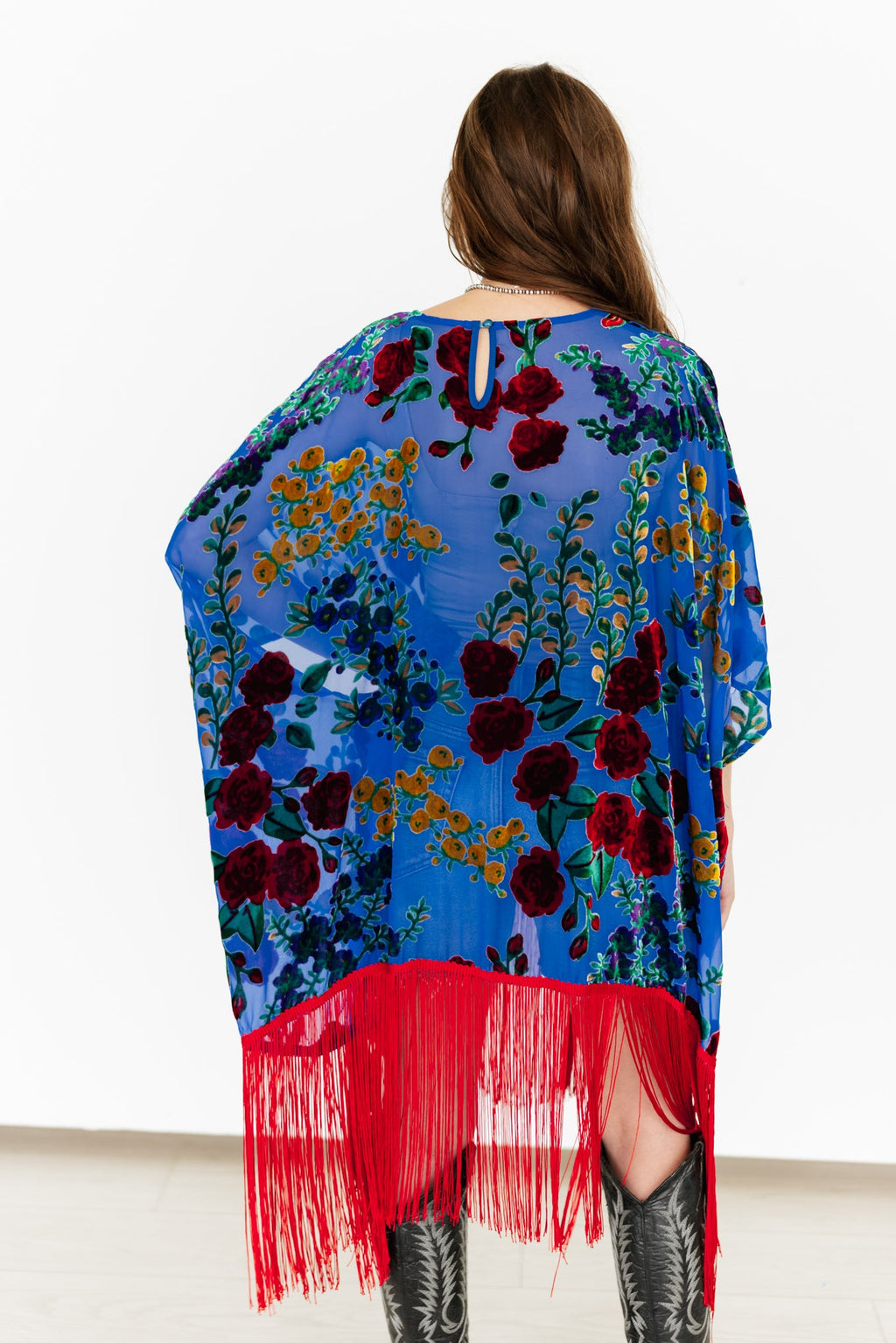 Midnight Garden Velvet Burnout Poncho