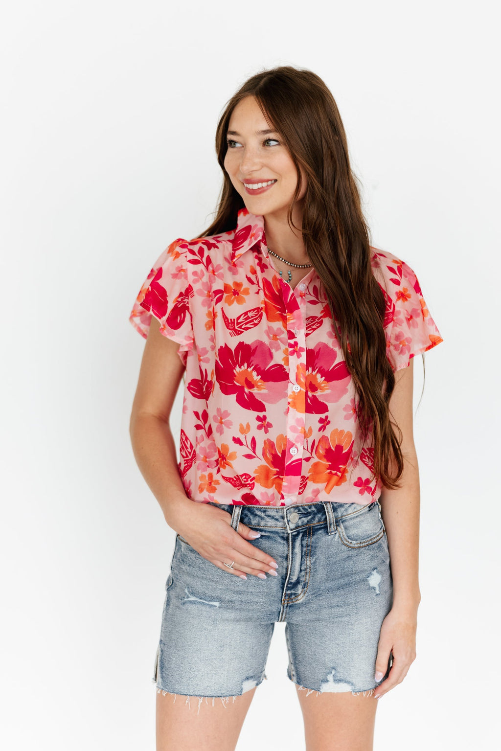 COASTAL COWGIRL FLUTTER SLEEVE TOP