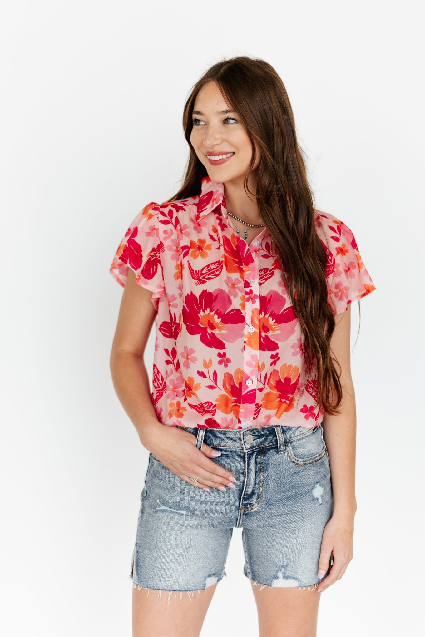 COASTAL COWGIRL FLUTTER SLEEVE TOP