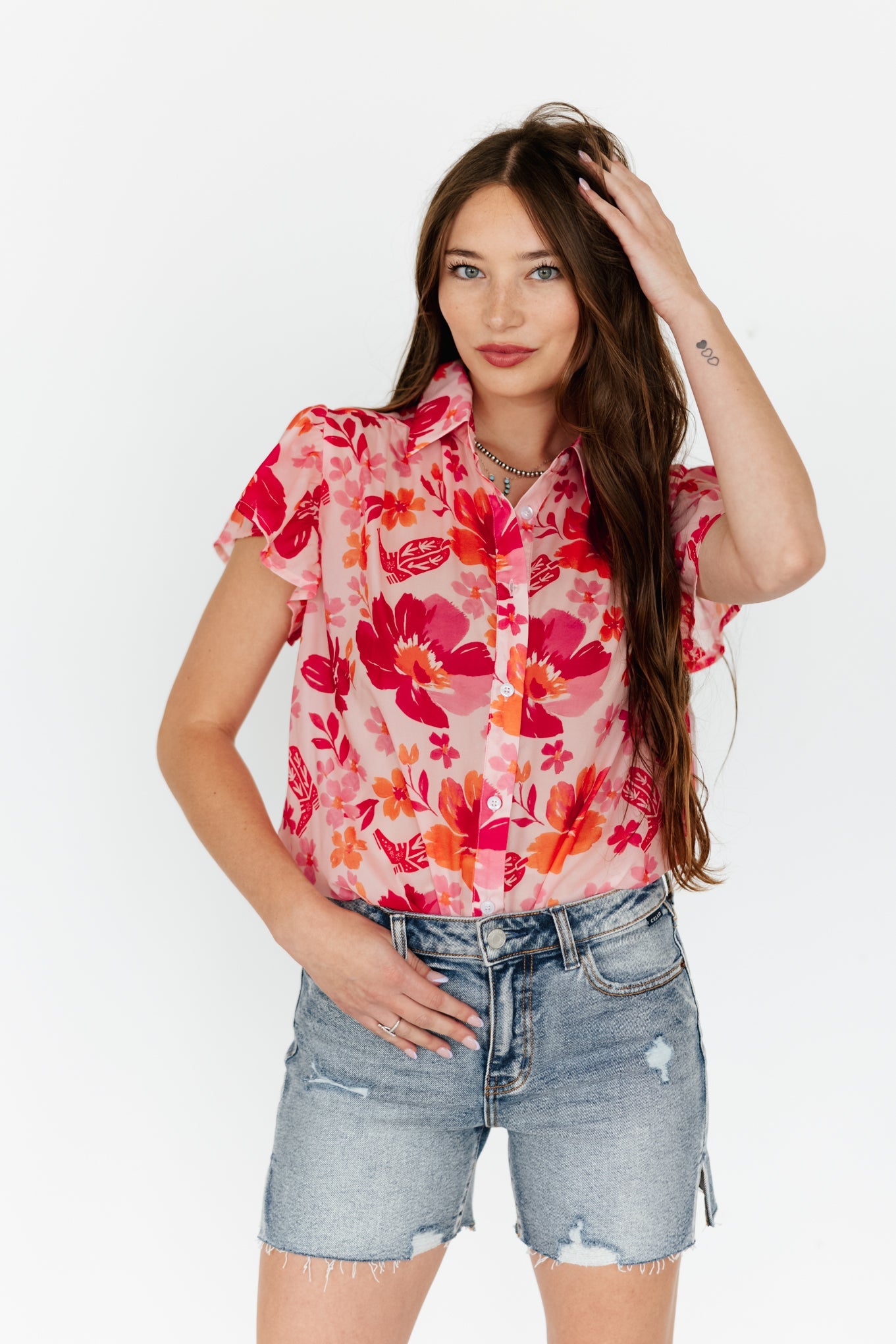 COASTAL COWGIRL FLUTTER SLEEVE TOP