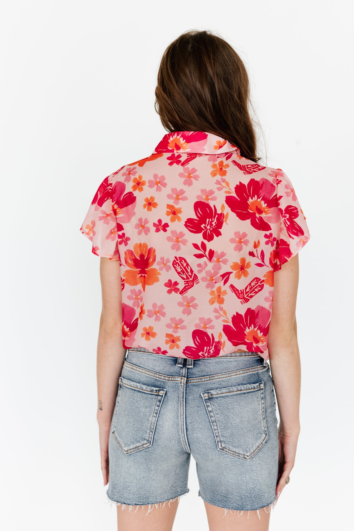 COASTAL COWGIRL FLUTTER SLEEVE TOP
