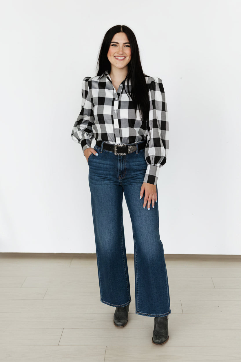 Black Gingham Top