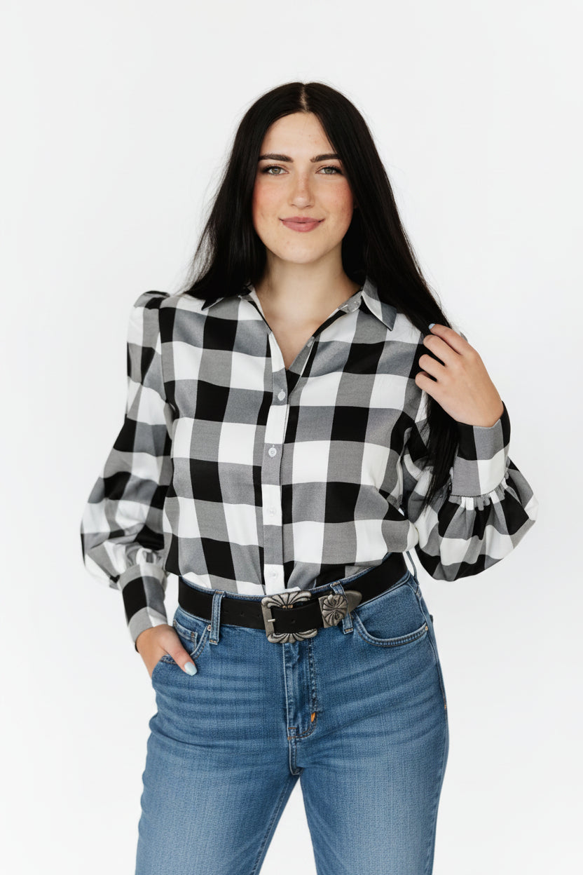 Black Gingham Top