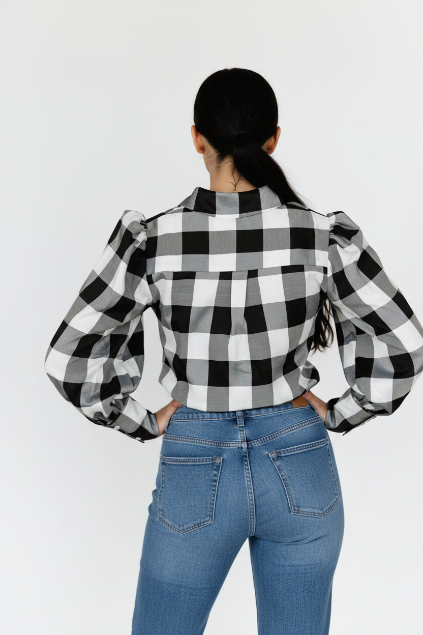 Black Gingham Top