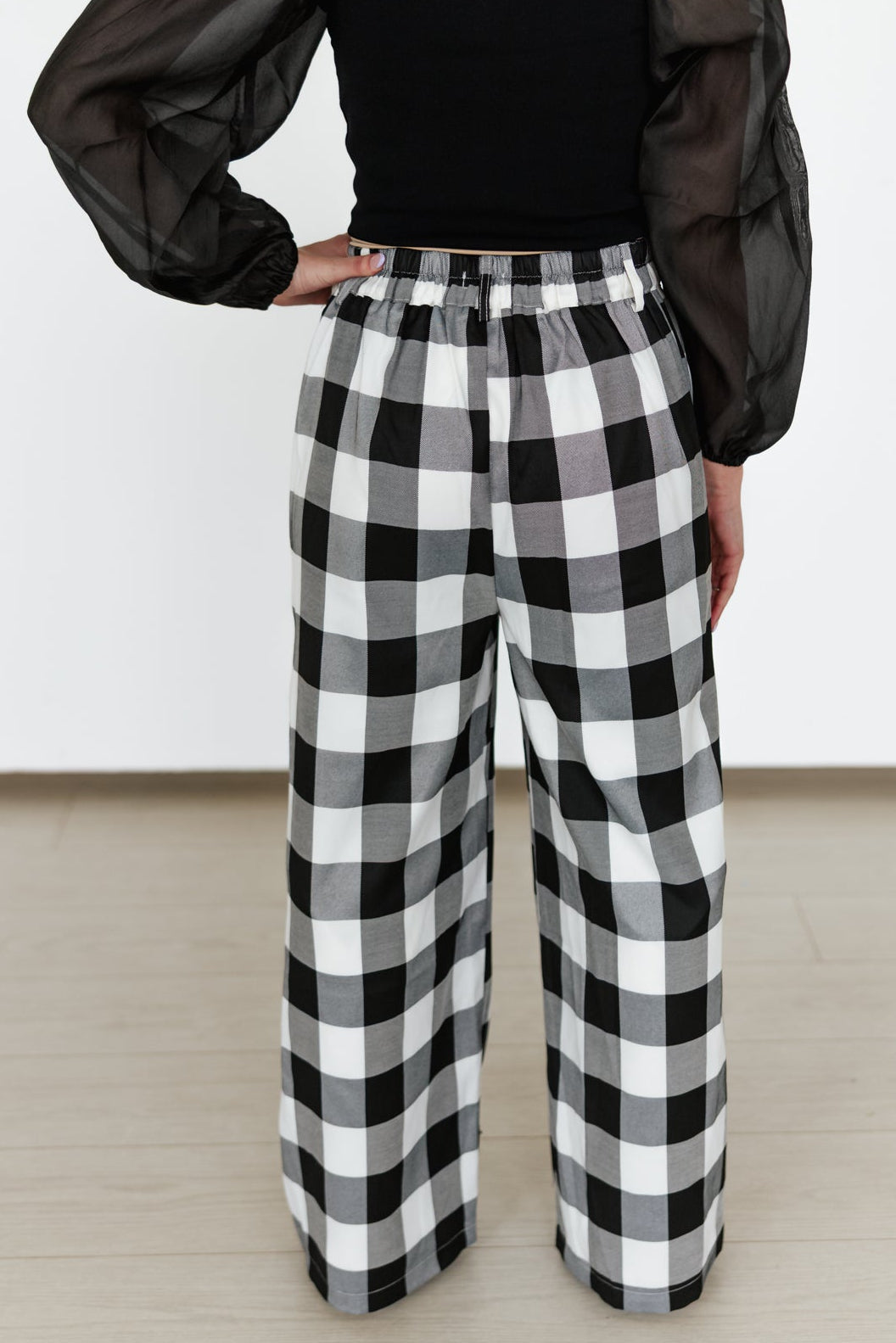 Large Gingham Black Pants