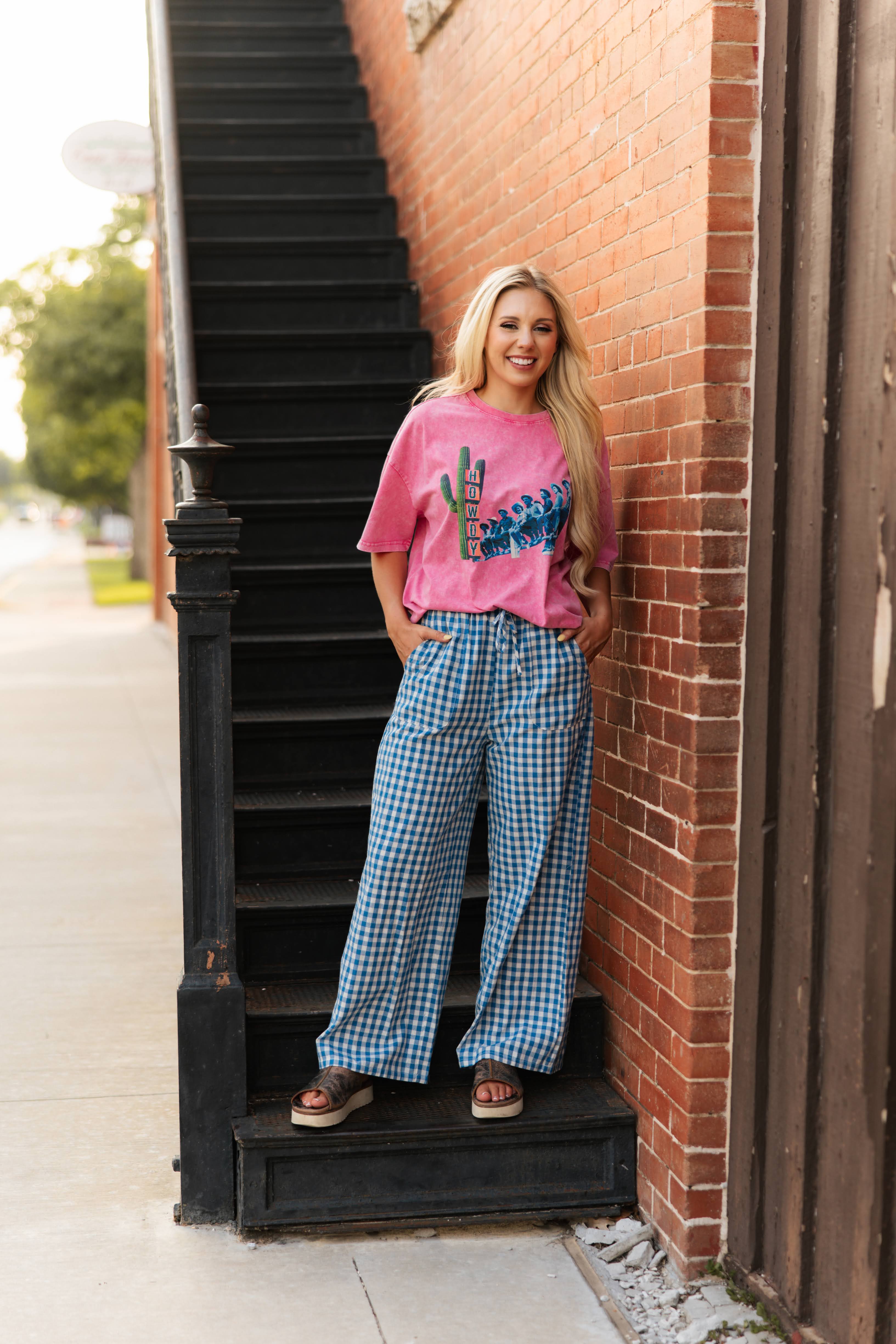 Blue Gingham Pant