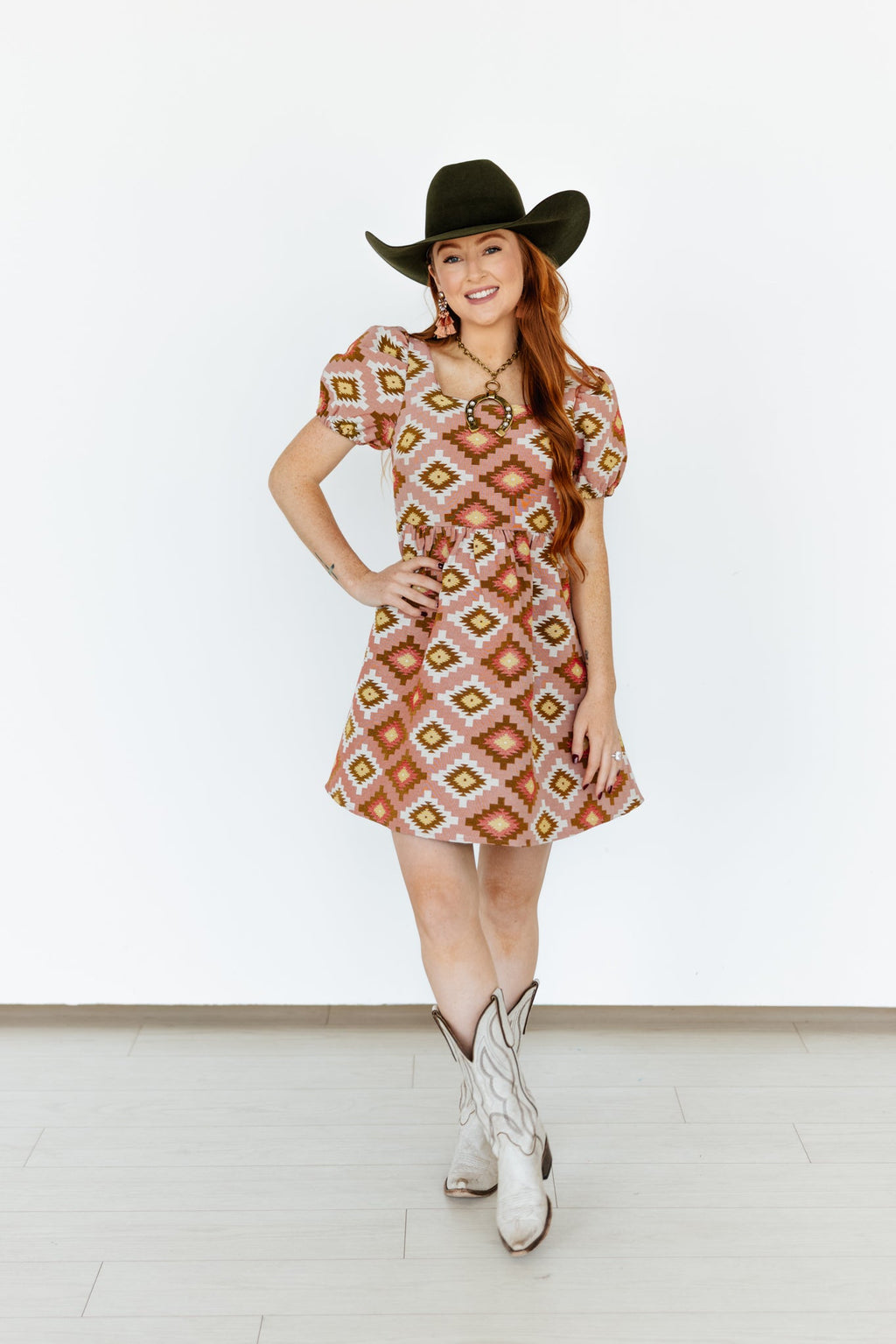 PINK AZTEC BUBBLE DRESS