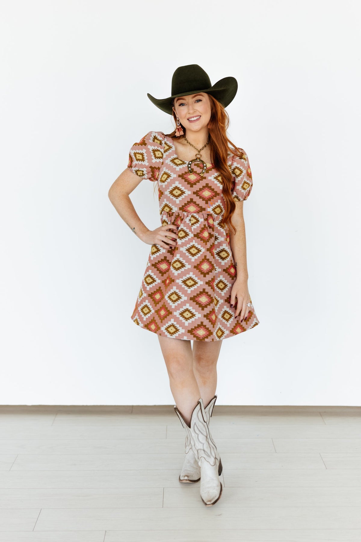 PINK AZTEC BUBBLE DRESS