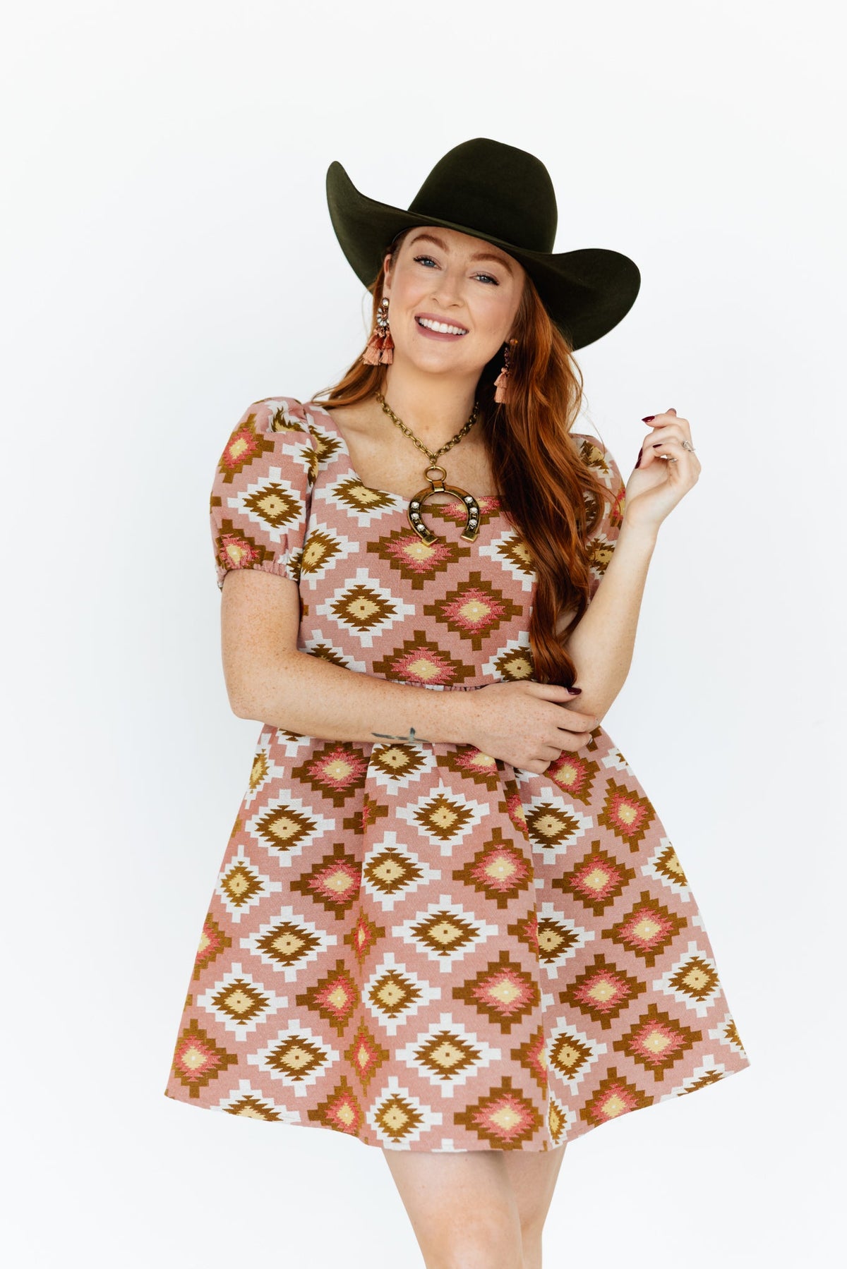 PINK AZTEC BUBBLE DRESS