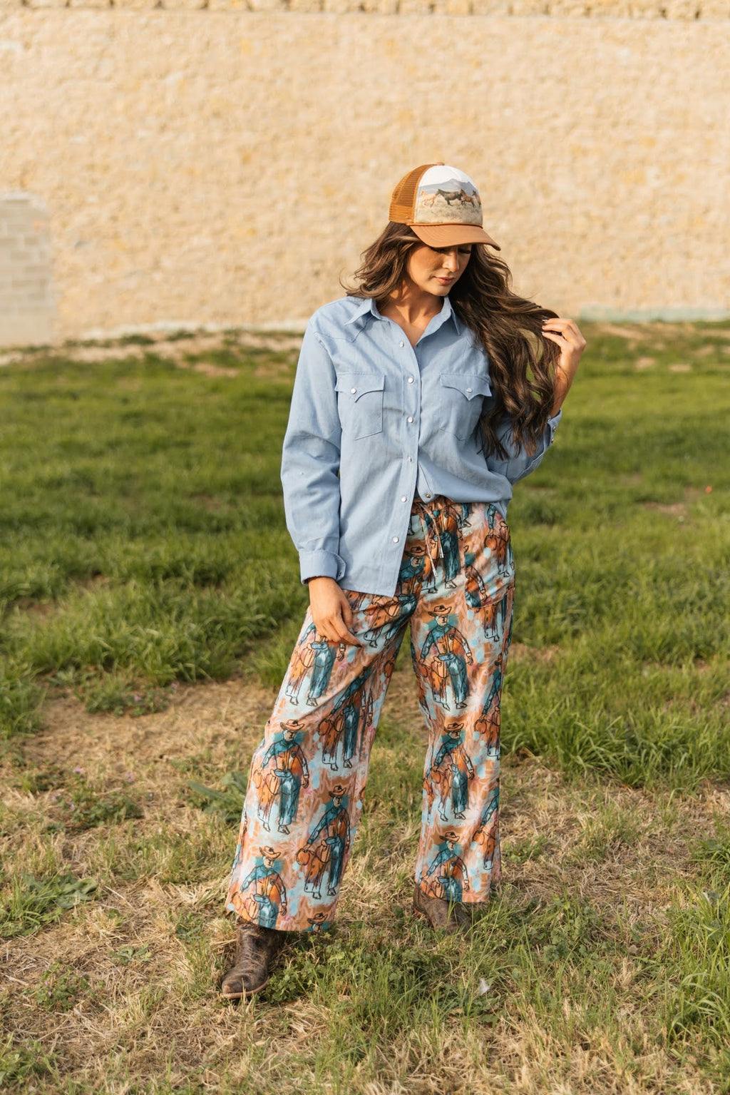 Light Chambray Pearl Snap Blouse