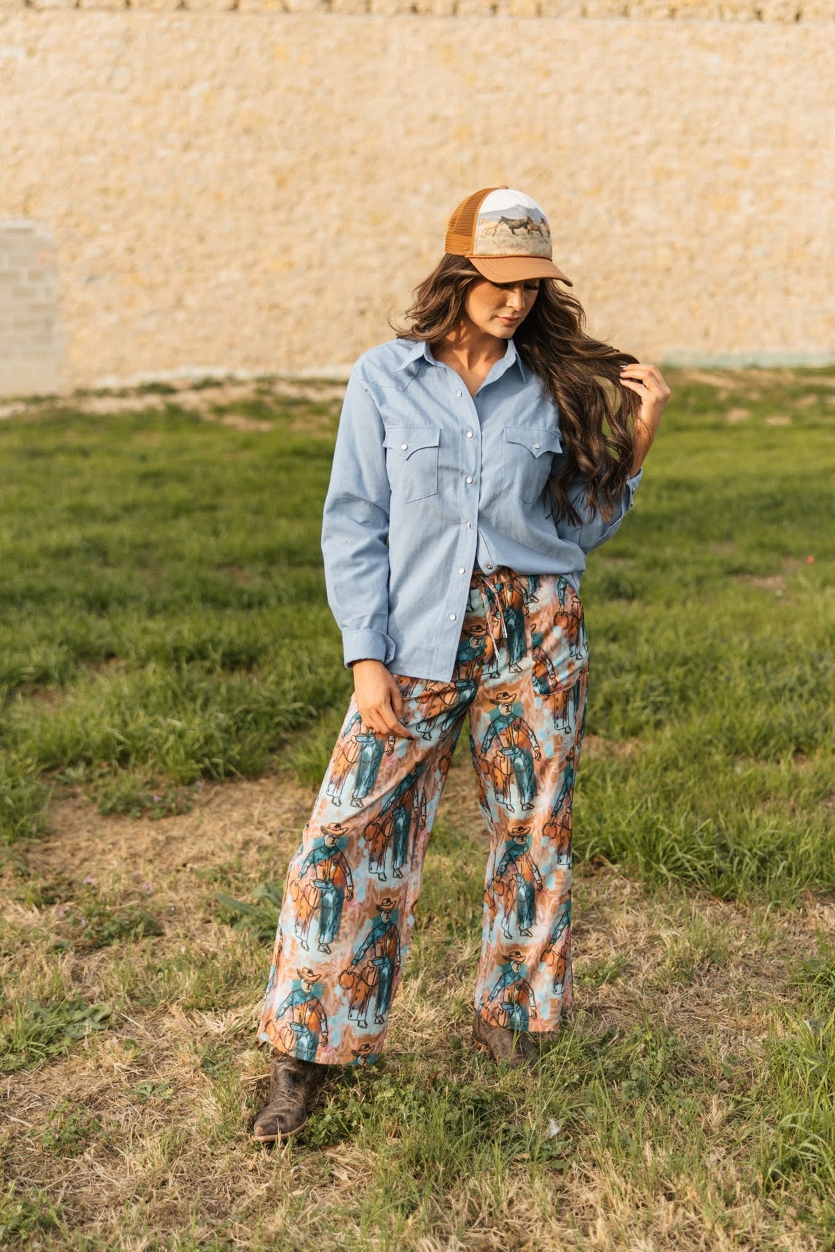 Light Chambray Pearl Snap Blouse
