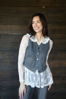 TH73 COLLAR LACE TOP IVORY