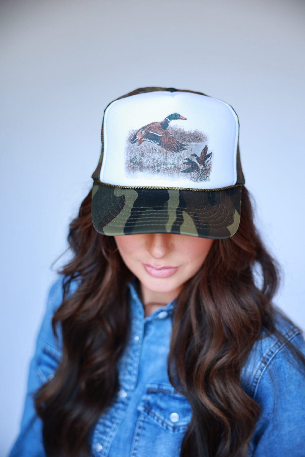 Camo Mallard Duck trucker hat front