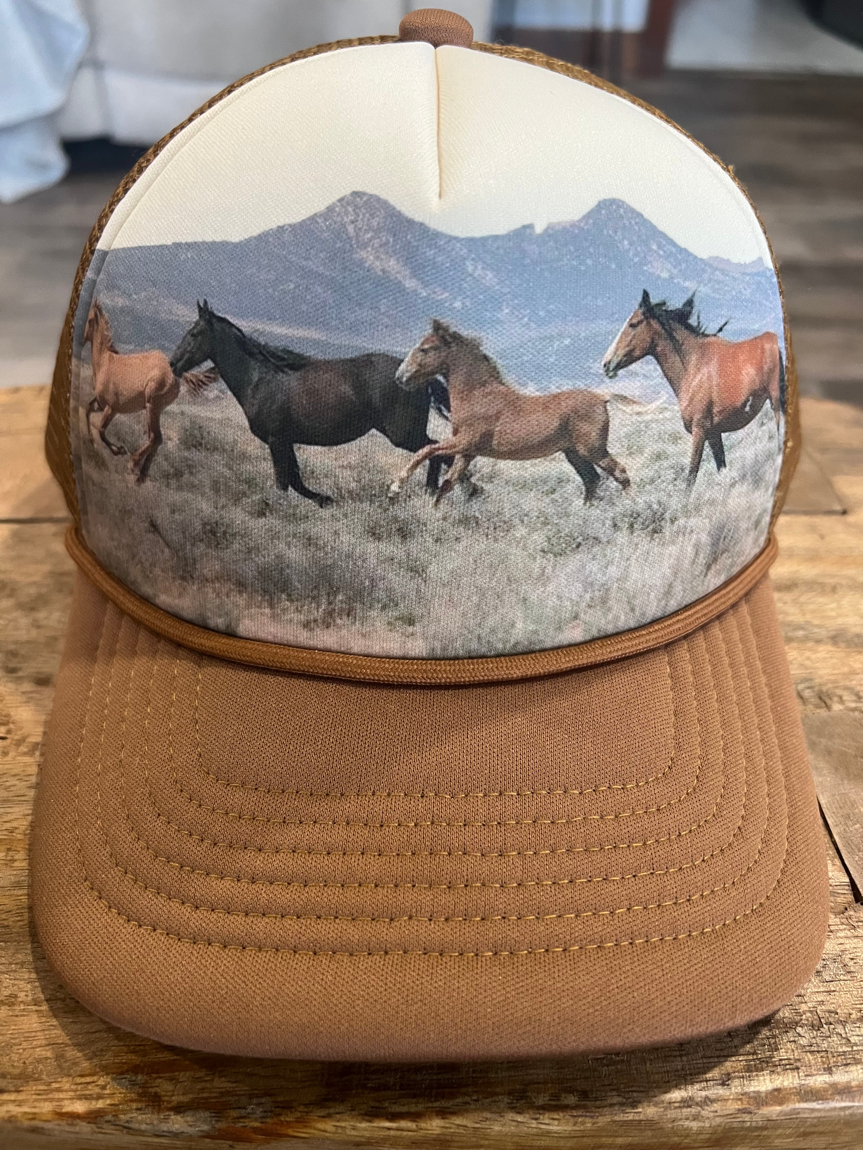 Wild Horses Trucker Hat – Brown