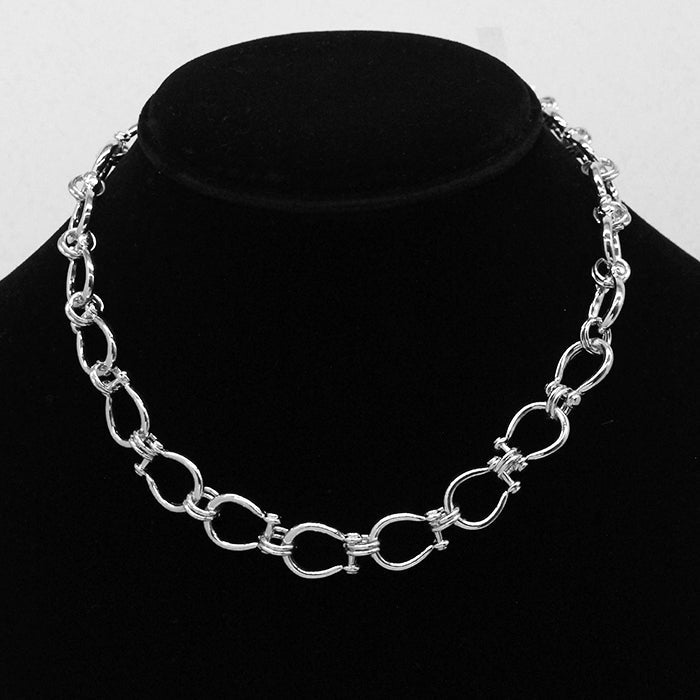 Silver-Tone Interlocking Link Chain NL