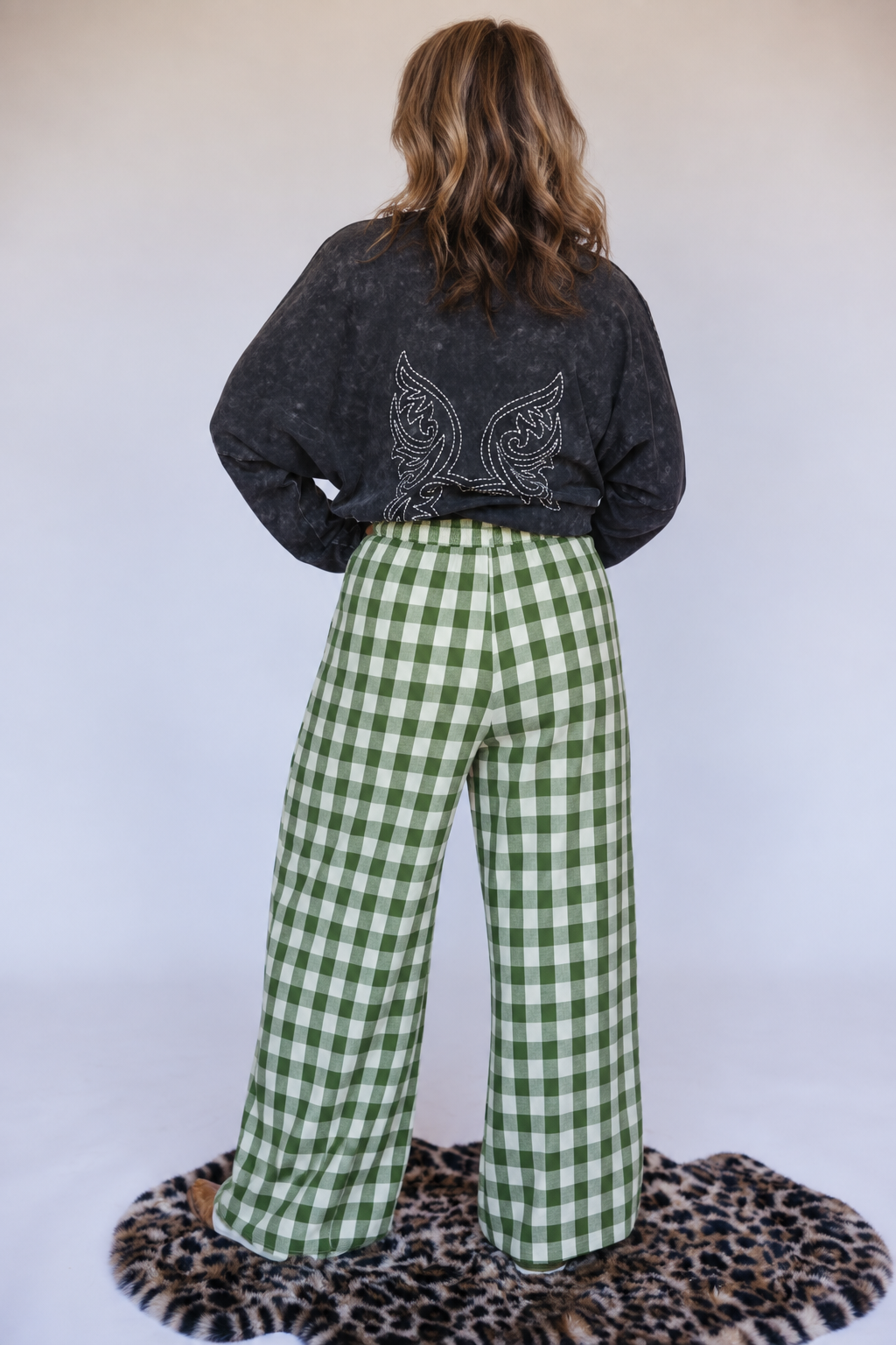 DARK OLIVE GINGHAM PANT