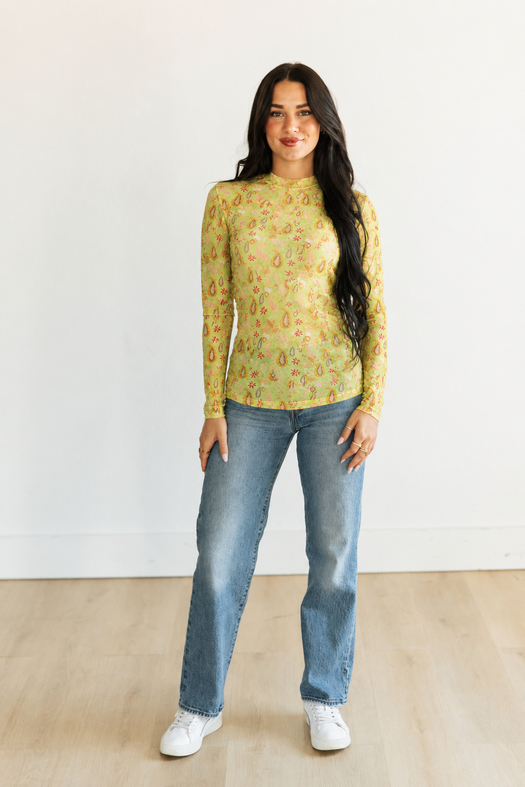 NEON PAISLEY MESH TOP