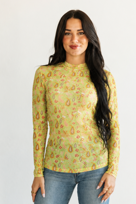 NEON PAISLEY MESH TOP
