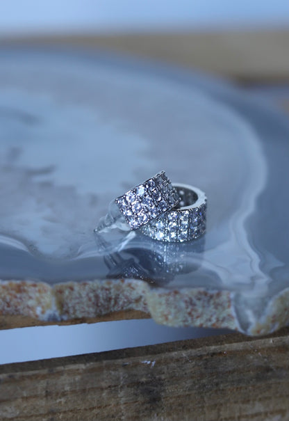 1266 SILVER CRYSTAL STUDDED HOOP EARRING