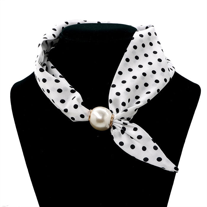 WHITE POLKADOT SCARF NL
