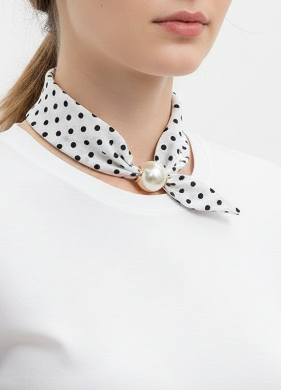 WHITE POLKADOT SCARF NL