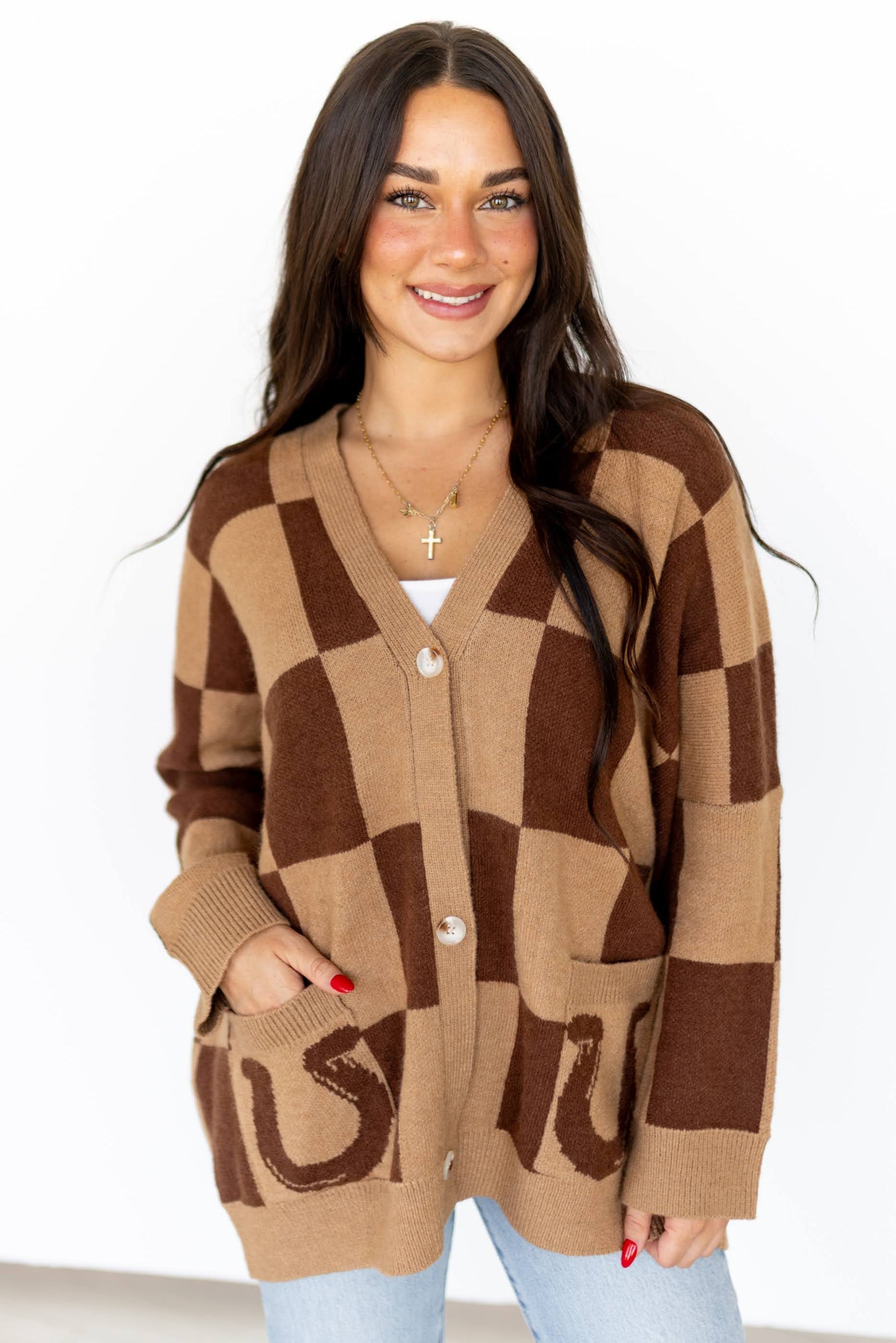 HORSESHOE CHECKERED CARDIGAN