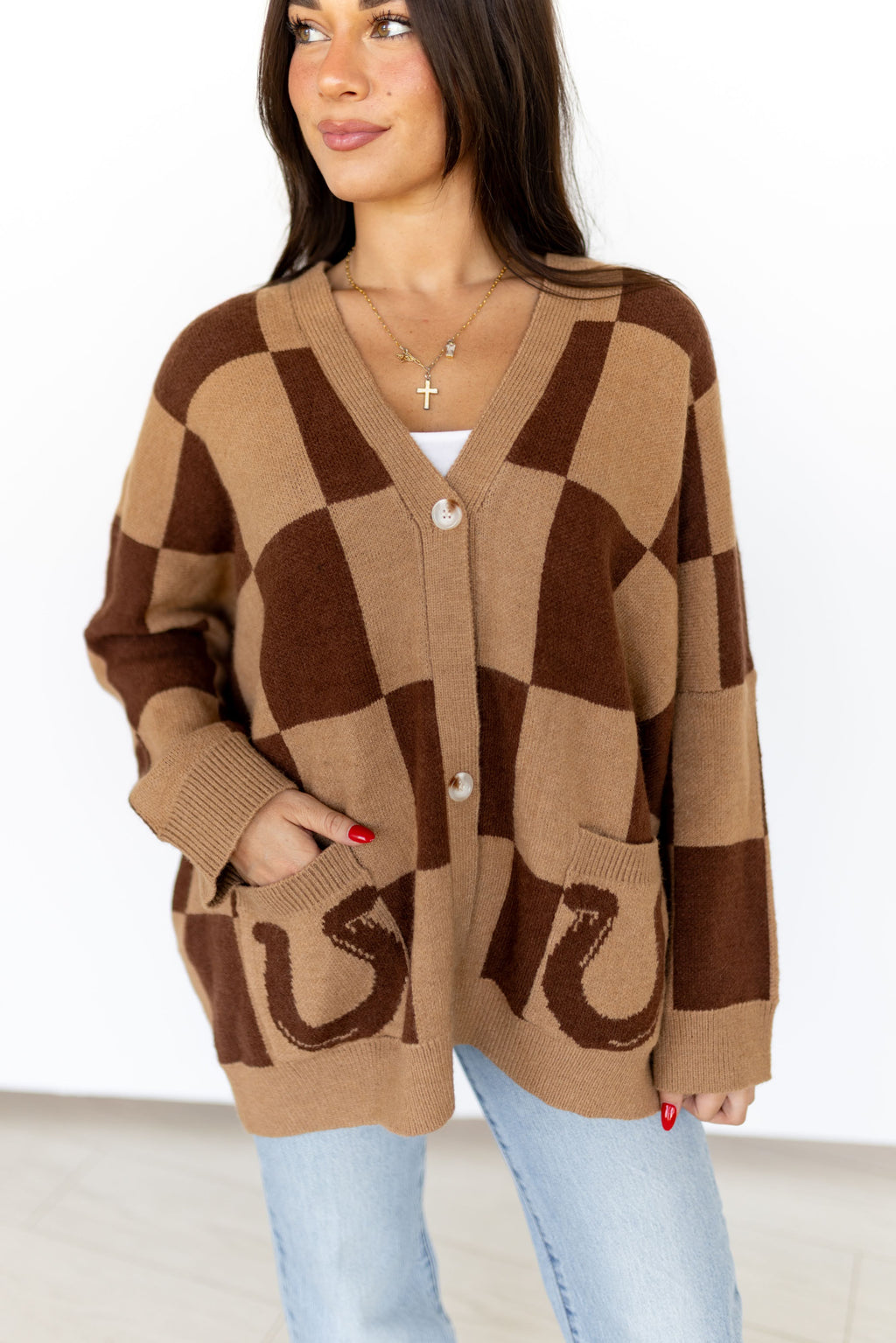 HORSESHOE CHECKERED CARDIGAN
