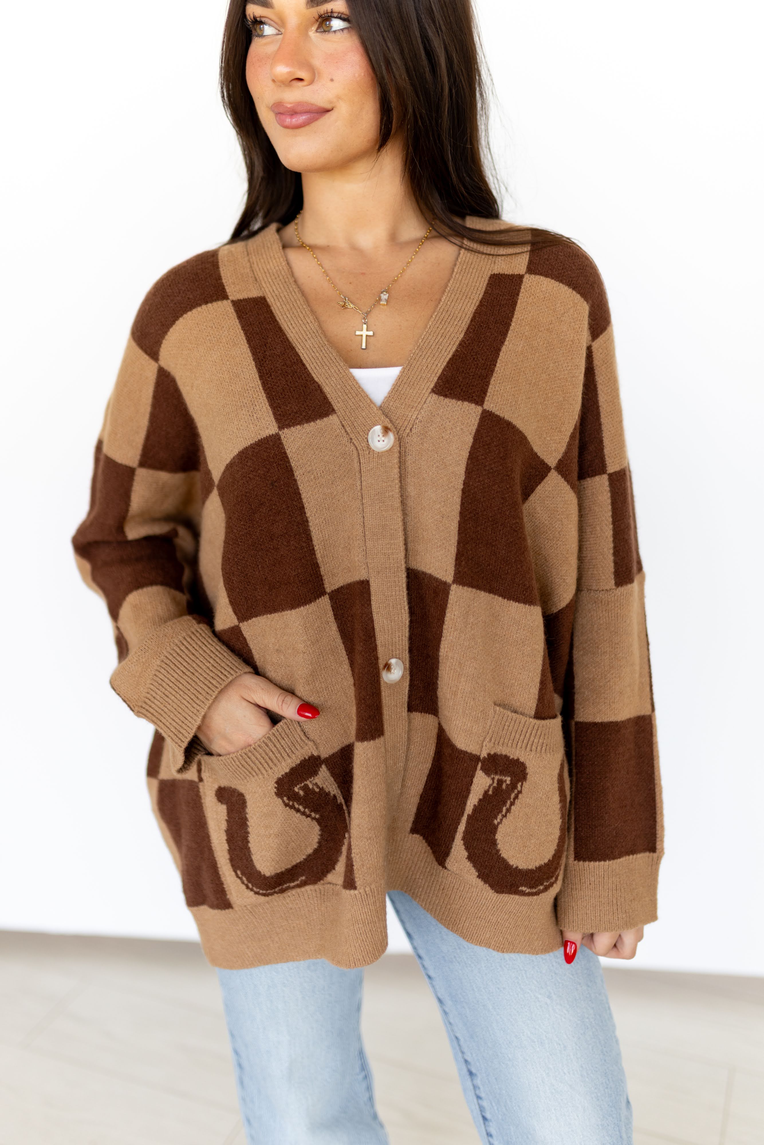 HORSESHOE CHECKERED CARDIGAN