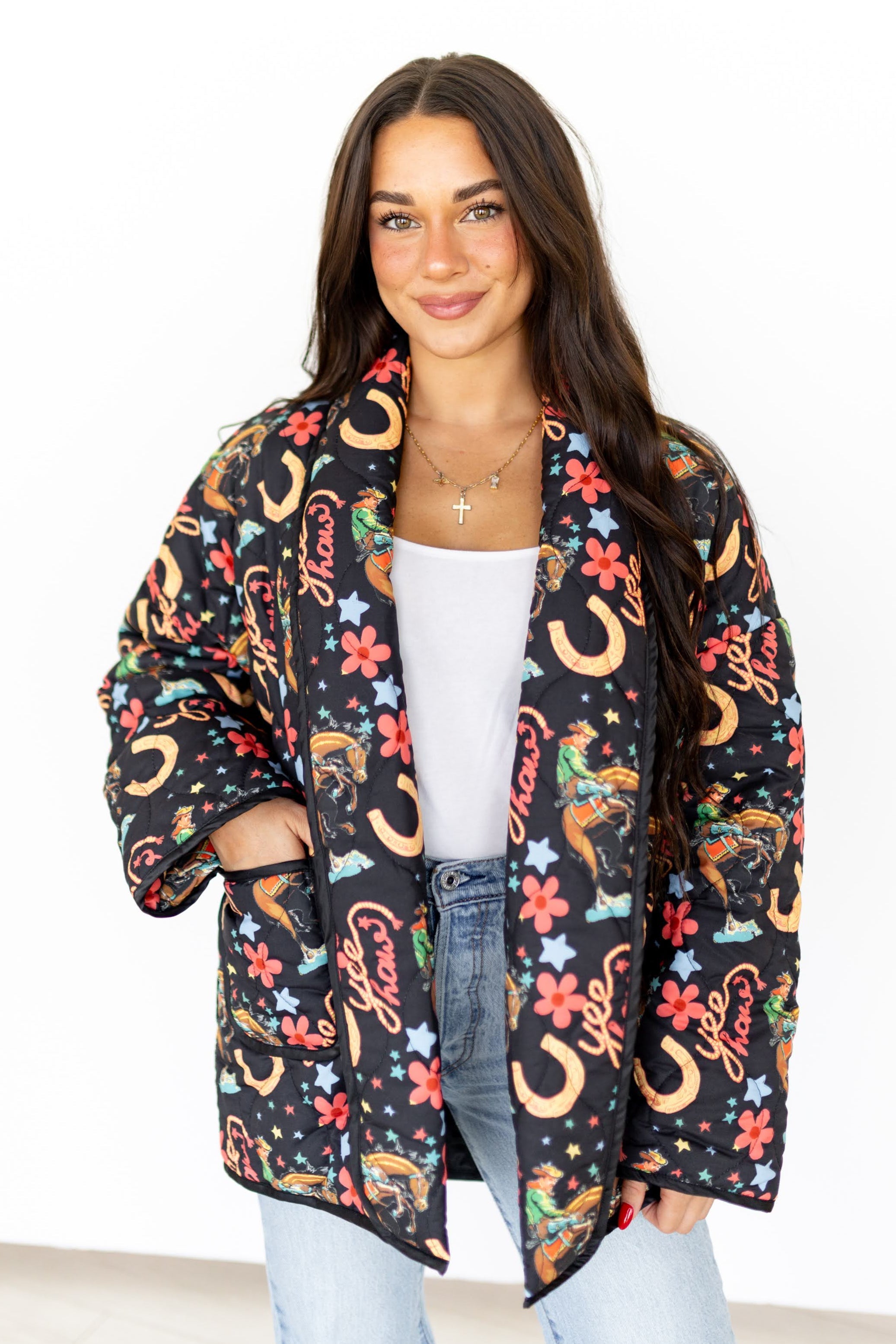 BLACK YEEHAW QUITTED JACKET